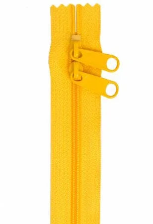 Buttercup yellow handbag zipper, 40in double-slide with two loop pulls