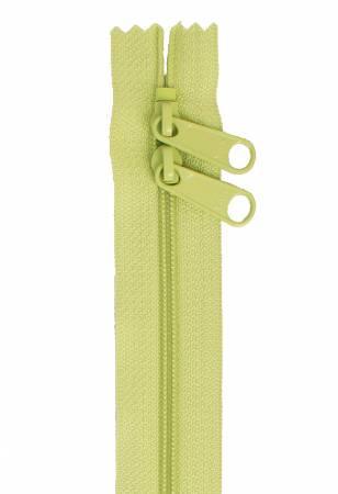 Chartreuse handbag zipper, 40 in, with two pull tabs and slider