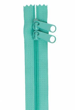 Turquoise 40in handbag zipper with metal slider and round pull tabs
