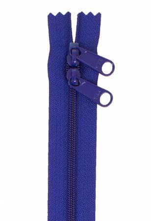 Cobalt double-slide handbag zipper with two metal pulls, 40 in long