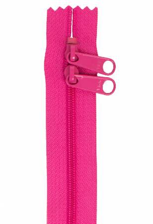 Raspberry handbag zipper with two metal sliders and pull tabs, 40 in length