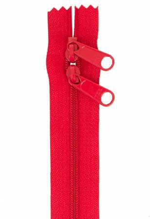 ByAnnie handbag zipper in hot red with metal pull rings and teeth
