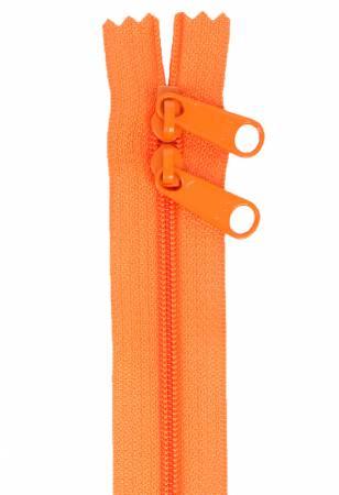 40in double-slide handbag zipper with orange fabric tape and two pull rings