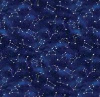 Night blue quilting fabric with constellation star pattern