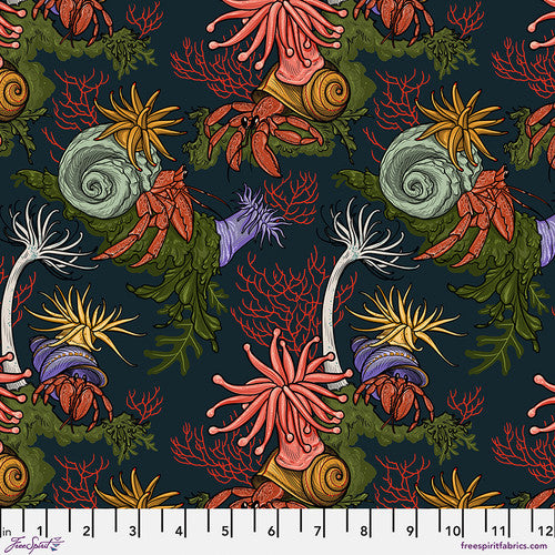 last chance cut Hermit Crab Hideaway Multi PWRH084 Multi by Rachel Hauer for the Kaffe Fassett Collective from Free Spirit Fabrics Sold by the Half Yard