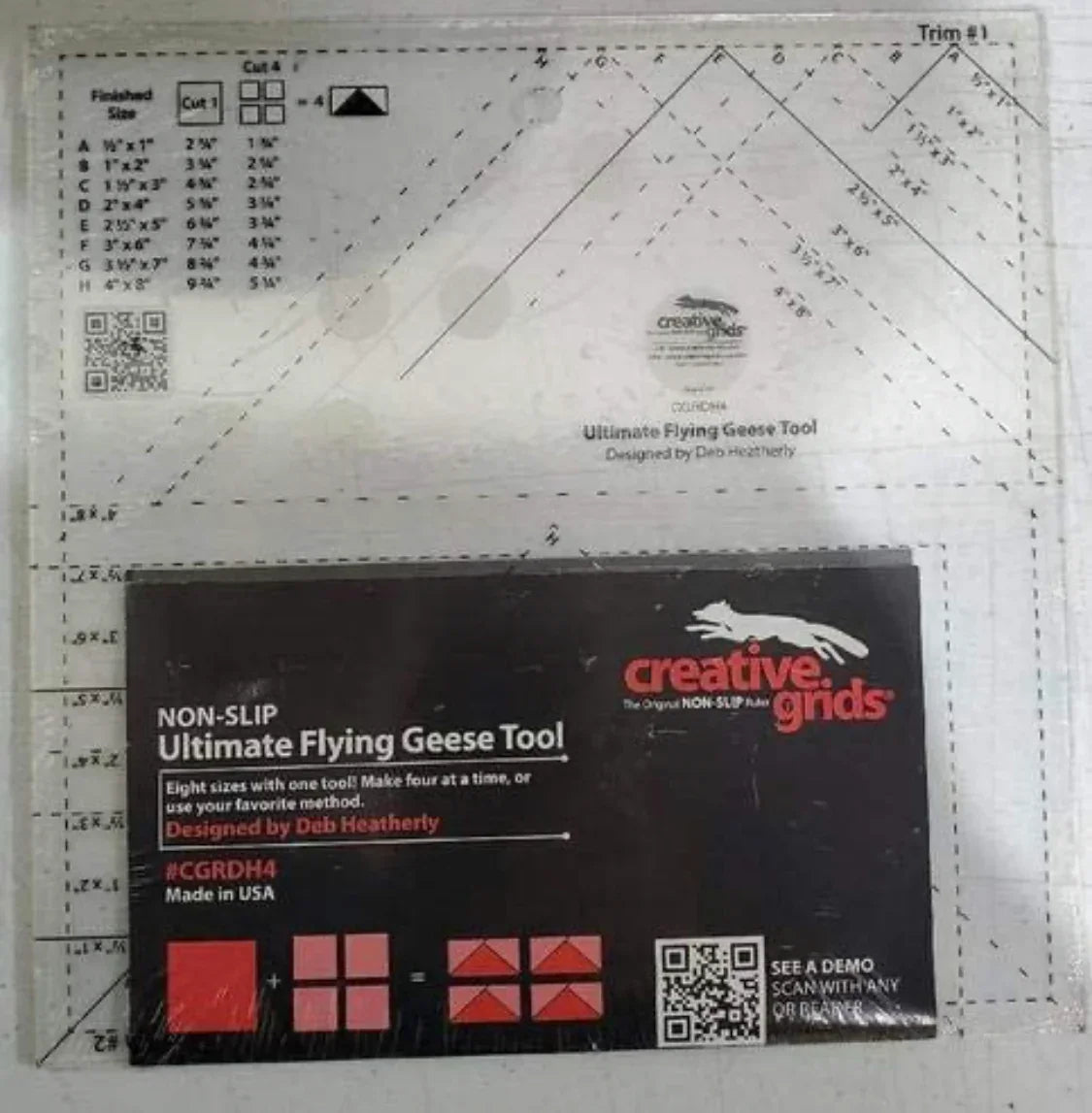 Non-slip Ultimate Flying Geese Tool package front with Creative Grids logo