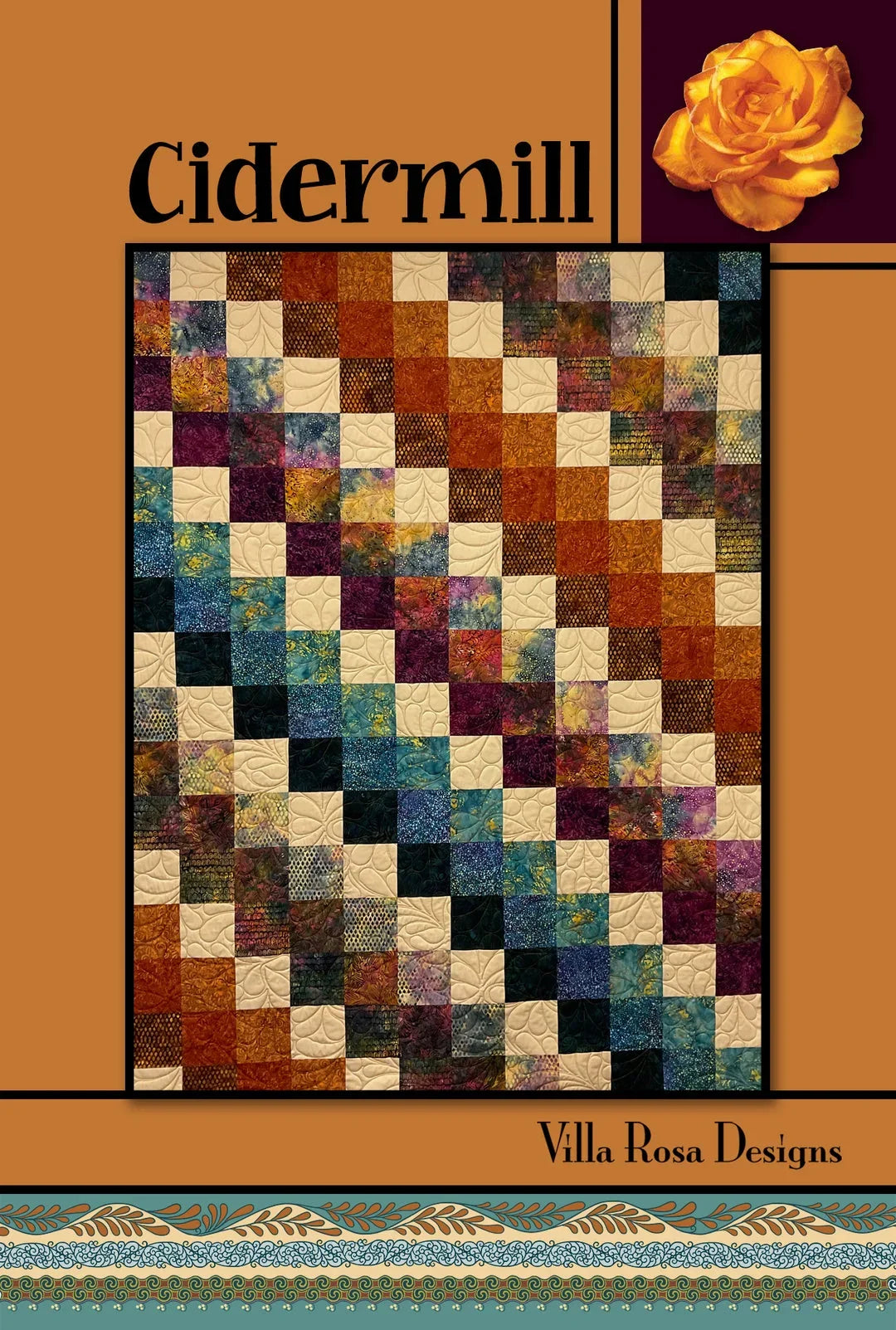 Cidermill quilt pattern featuring multicolor patchwork square layout, cover art