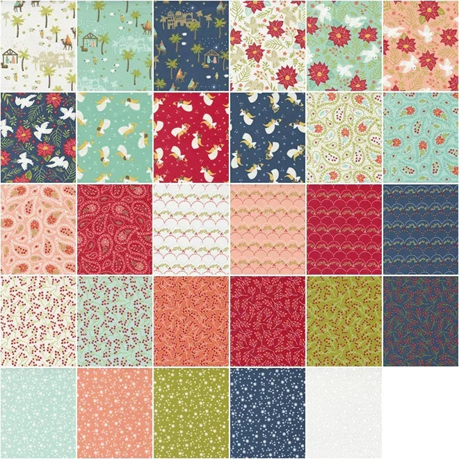 Multicolor quilt fabric jelly roll strips on a patchwork layout