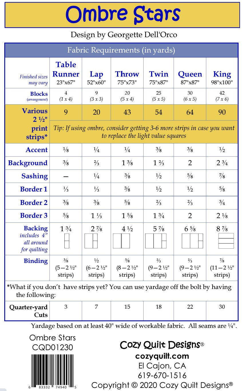 Ombre Stars Quilt Pattern from Cozy Quilt Designs