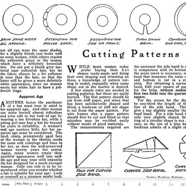 White sewing pattern fabric panel with circular diagrams and text instructions