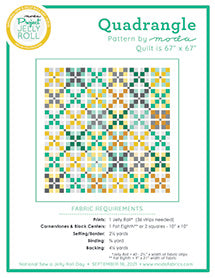 Quilting project pattern sheet with multicolor geometric square quilt design