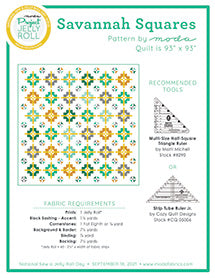 Quilt block pattern sheet with multicolor squares and project instructions