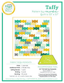 Quilt pattern booklet with colorful zigzag fabric strip layout, Jelly Roll Free guide