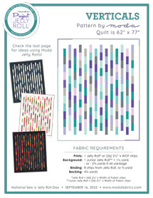 Jelly roll free quilt pattern by Moda Fabrics, Vertical Precuts design, fabric requirements