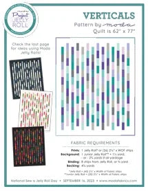 Jelly roll free quilt pattern by Moda Fabrics, Vertical Precuts design, fabric requirements