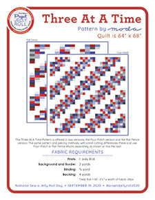 Three At A Time quilt pattern, includes instructions and fabric yardage list