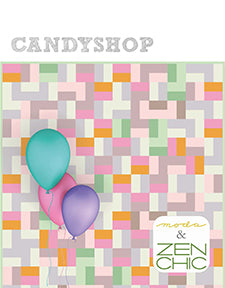 Jelly roll free sewing pattern with multicolor quilt blocks and pastel balloons