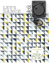 Geometric quilt fabric bundle with white, black, and yellow blocks