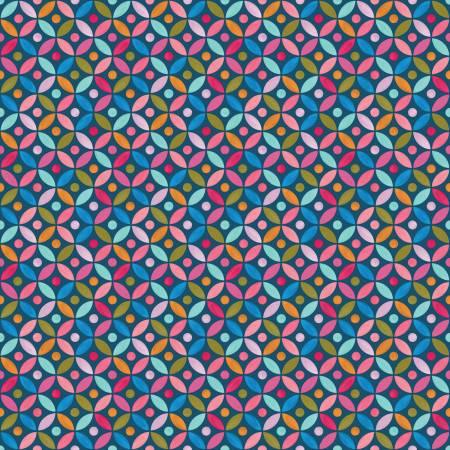 Cotton quilting fabric with colorful circular repeating pattern
