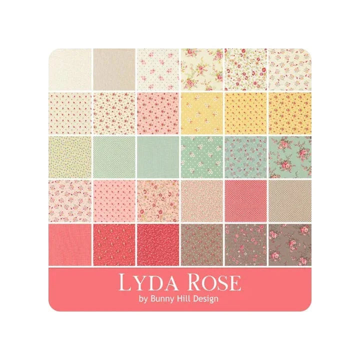 Moda Lyda Rose fabric mini charm pack with 2.5-inch squares, assorted florals and solids