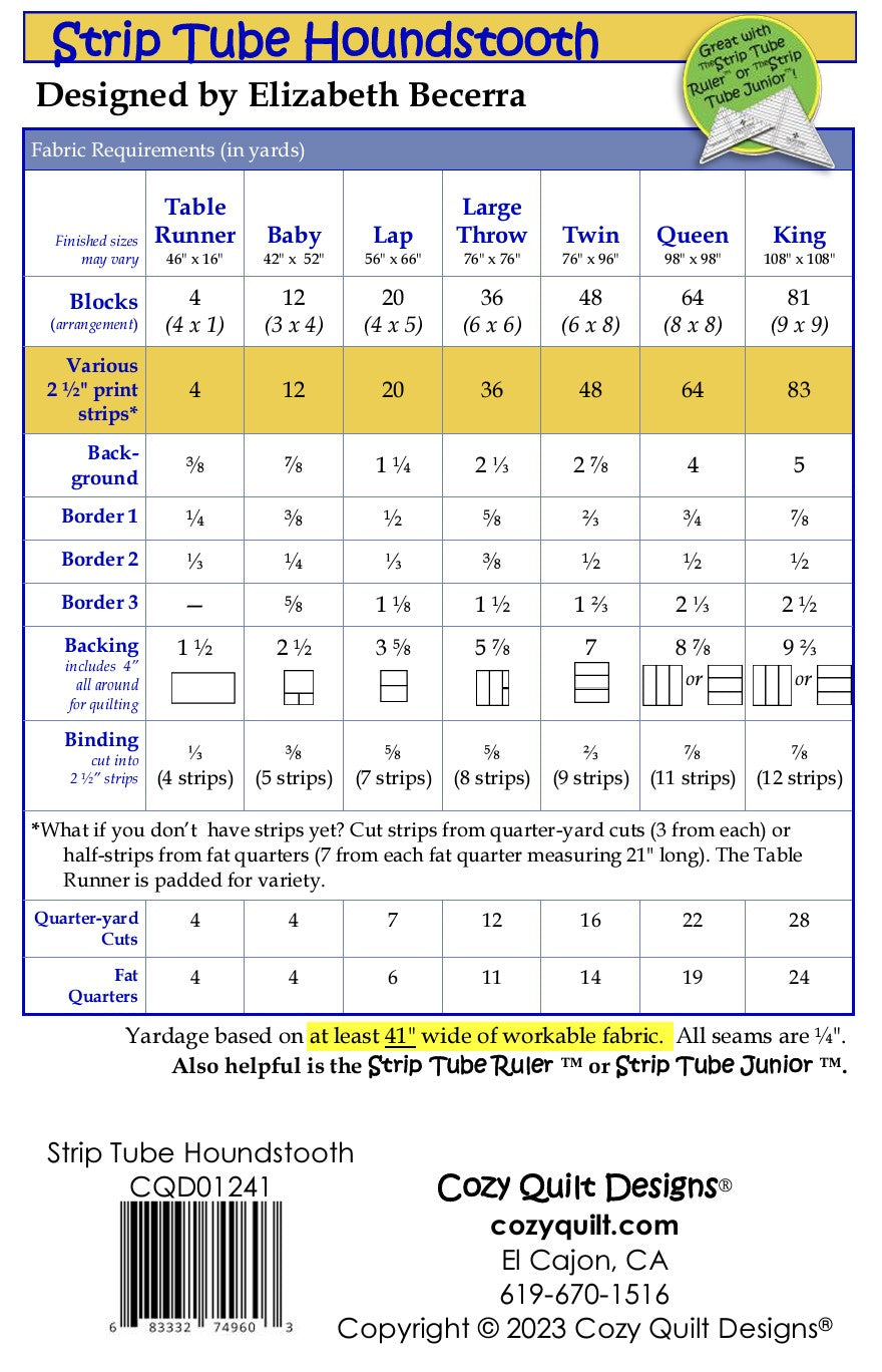 Strip Tube Houndstooth Quilt Pattern from Cozy Quilt Designs