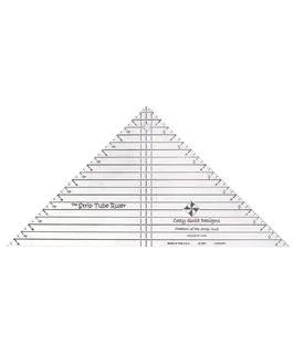 Quilting tube ruler with printed measurement grid and angle markings
