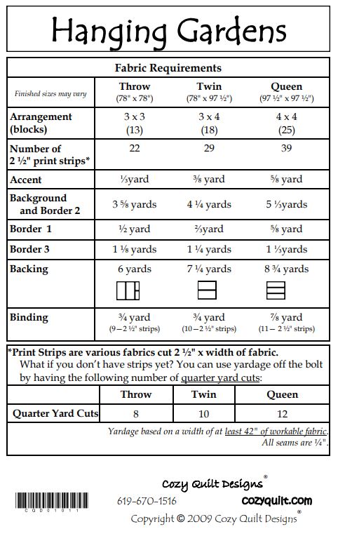 Hanging Gardens Strip Club Pattern from Cozy Quilt Designs
