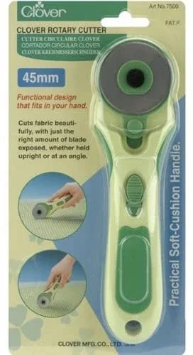 45mm rotary cutter with soft cushion handle, Clover green design