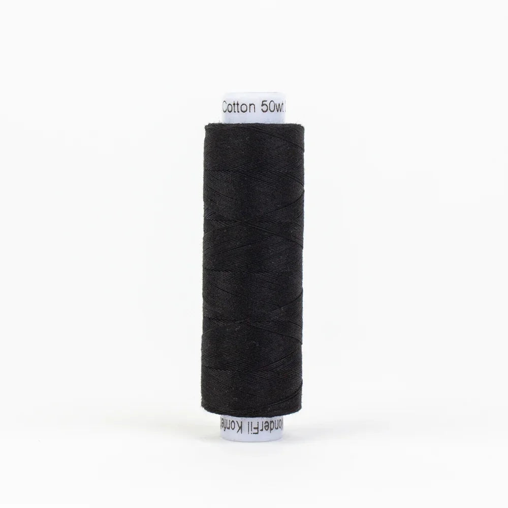 Black cotton thread spool, 50w, tight winding