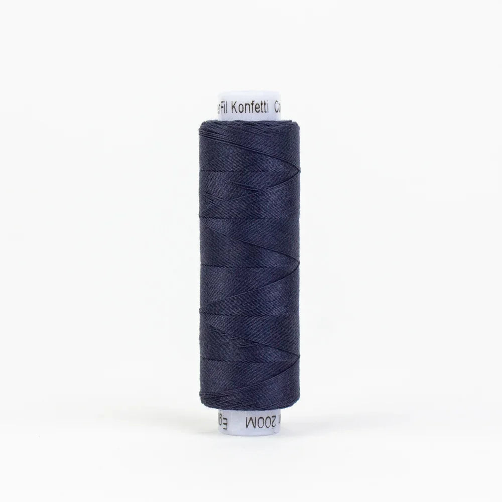 Dark navy thread spool with wound filament