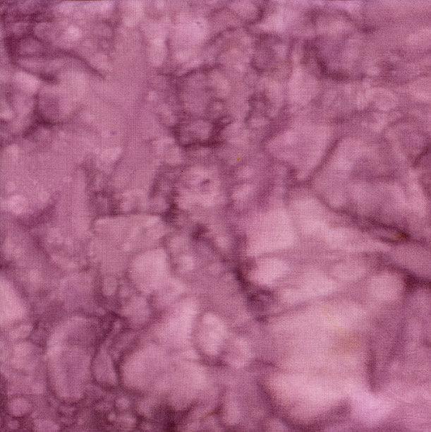 Mulberry Island Batik batik fabric swatch with mauve purple floral motif
