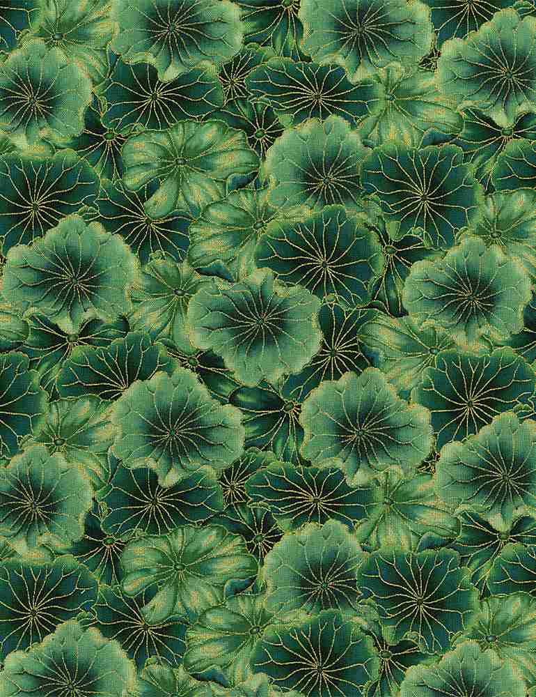 Packed Water Lily Pads from Timeless Treasures Sold by the Half Yard