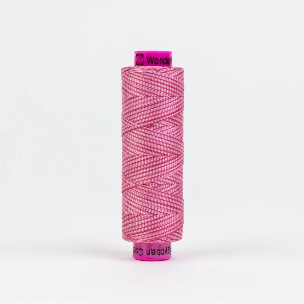 Hibiscus-pink yarn spool with twisted threads, Wonder label
