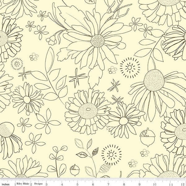 Last Chance 3 YARDS WIDE Back Adel in Autumn Cream from Riley Blake