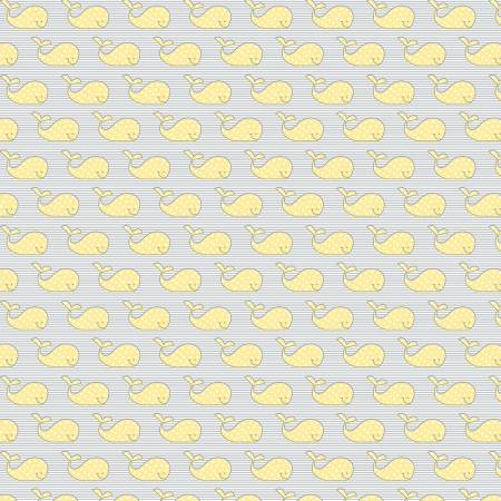 SALE! Yellow Adorable Whale from Adorable Alphabet by Jessica Flick ~ Benartex Sold by the Half Yard