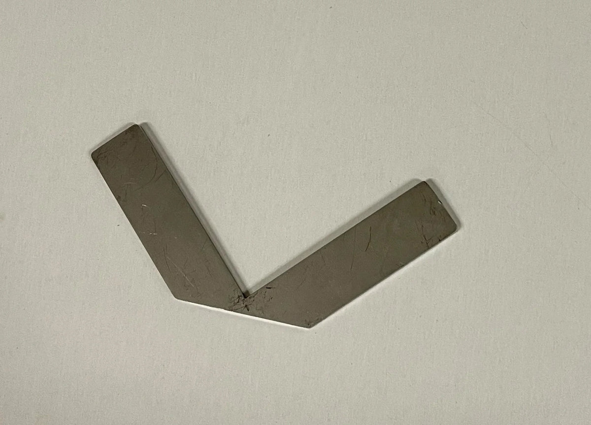 Corner miter tool with V-shaped corner guide, dark metal