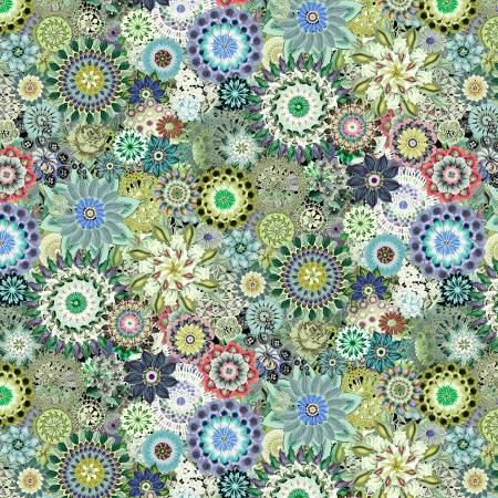 Floral Crochet Green Floral WIDE BACK 108in wide Sold by the Half Yard