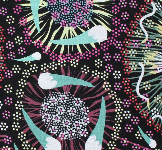 Plum and Bush Banana - Black from M&S Textiles Australia