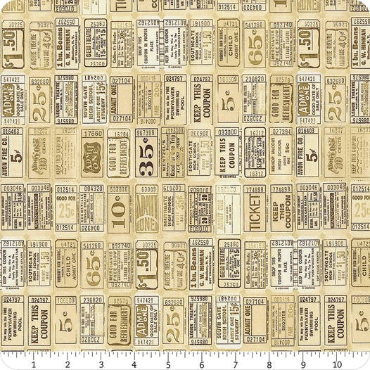 Junk Journal Parchment Tickets Yardage SKU# 7416-12 by Moda Fabrics