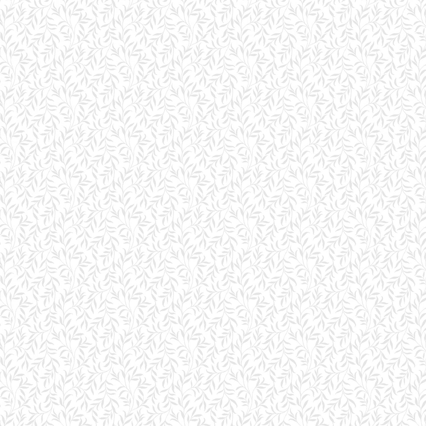 White on White Vineyard Leaves Sold by the Half Yard