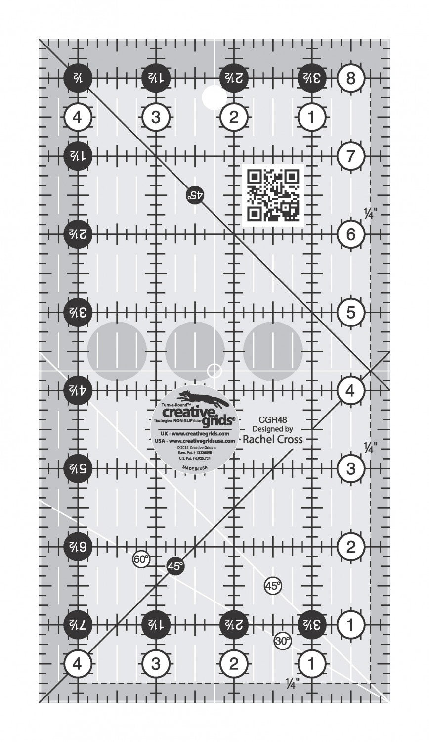Creative Grids CGR48 4.5” x 8.5” non-slip ruler