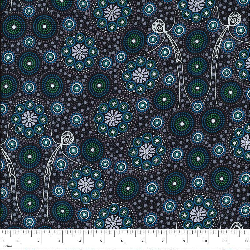Gathering Bush Tucker - Black from M&S Textiles Australia