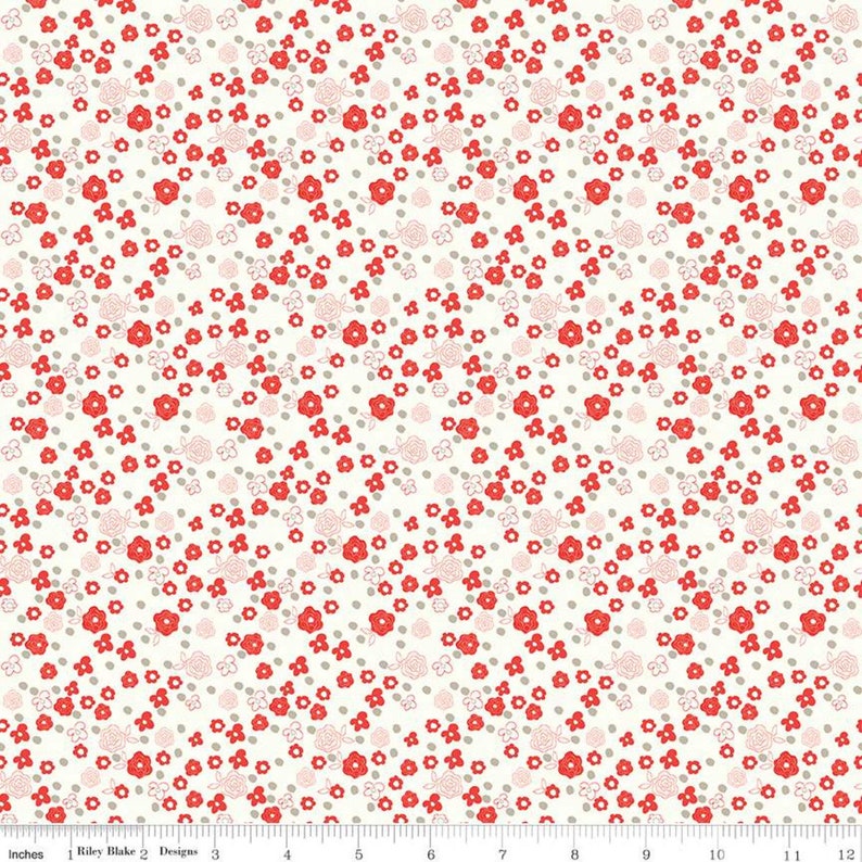 From the Heart Floral Cream from Riley Blake Sold by the Half Yard