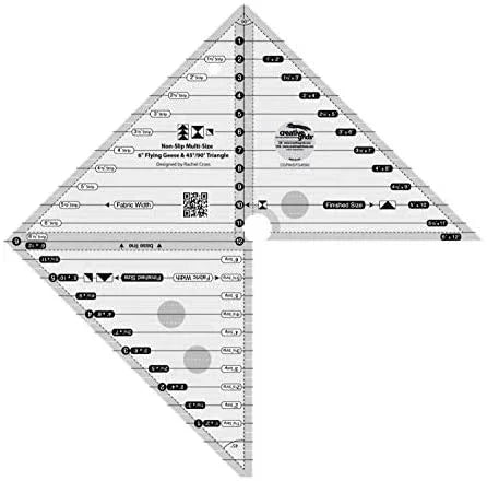 Quilting triangle ruler template for flying geese, marked 6 in size