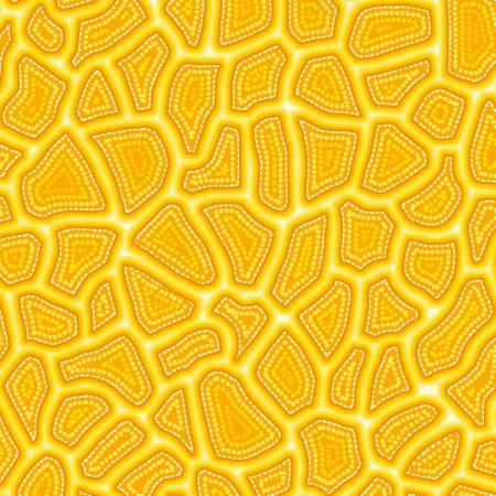 Yellow stepping-stones pattern fabric, tight geometric shapes and dotted outlines