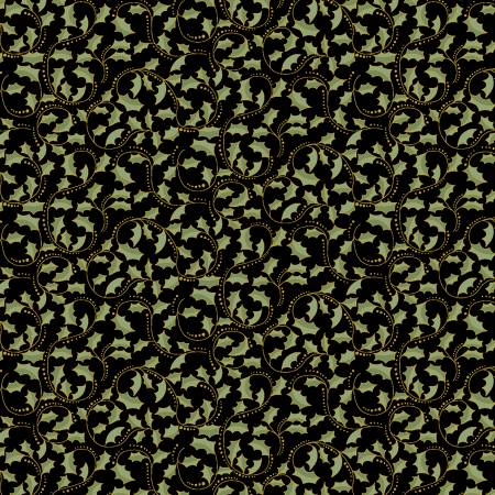 Ebony Golden Leaf Scroll w/Metallic # 2657MB-98 by Benartex