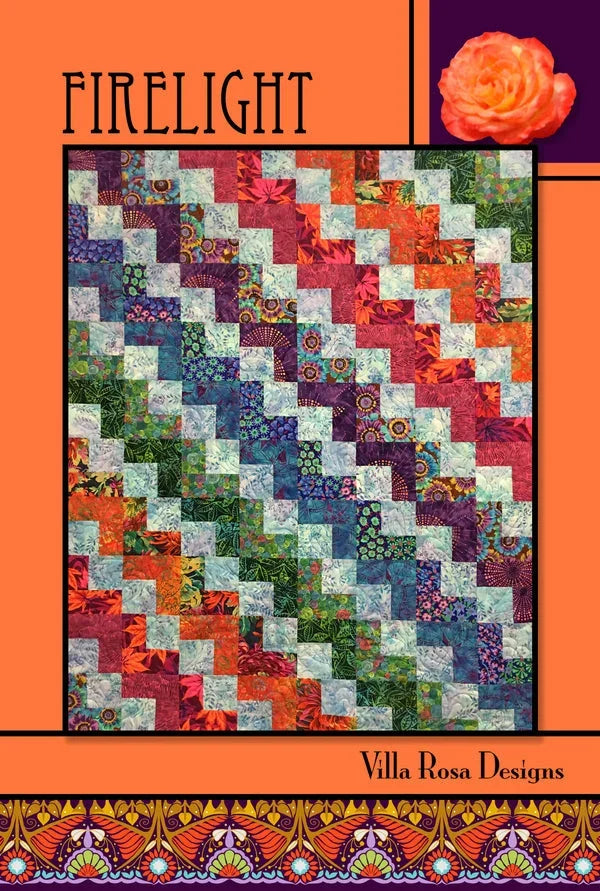 Firelight quilt pattern quilt top with multicolor zigzag chevron blocks