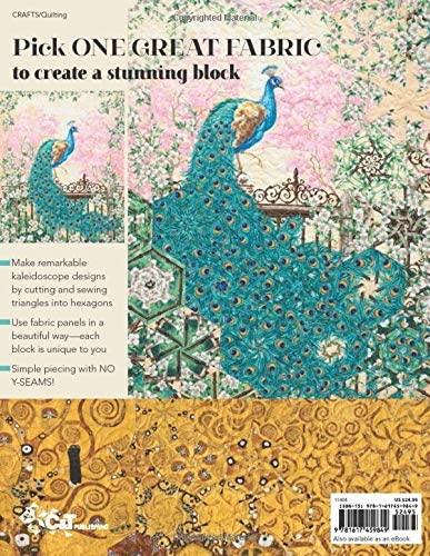 Quilt panel with teal peacock and ornate floral motifs