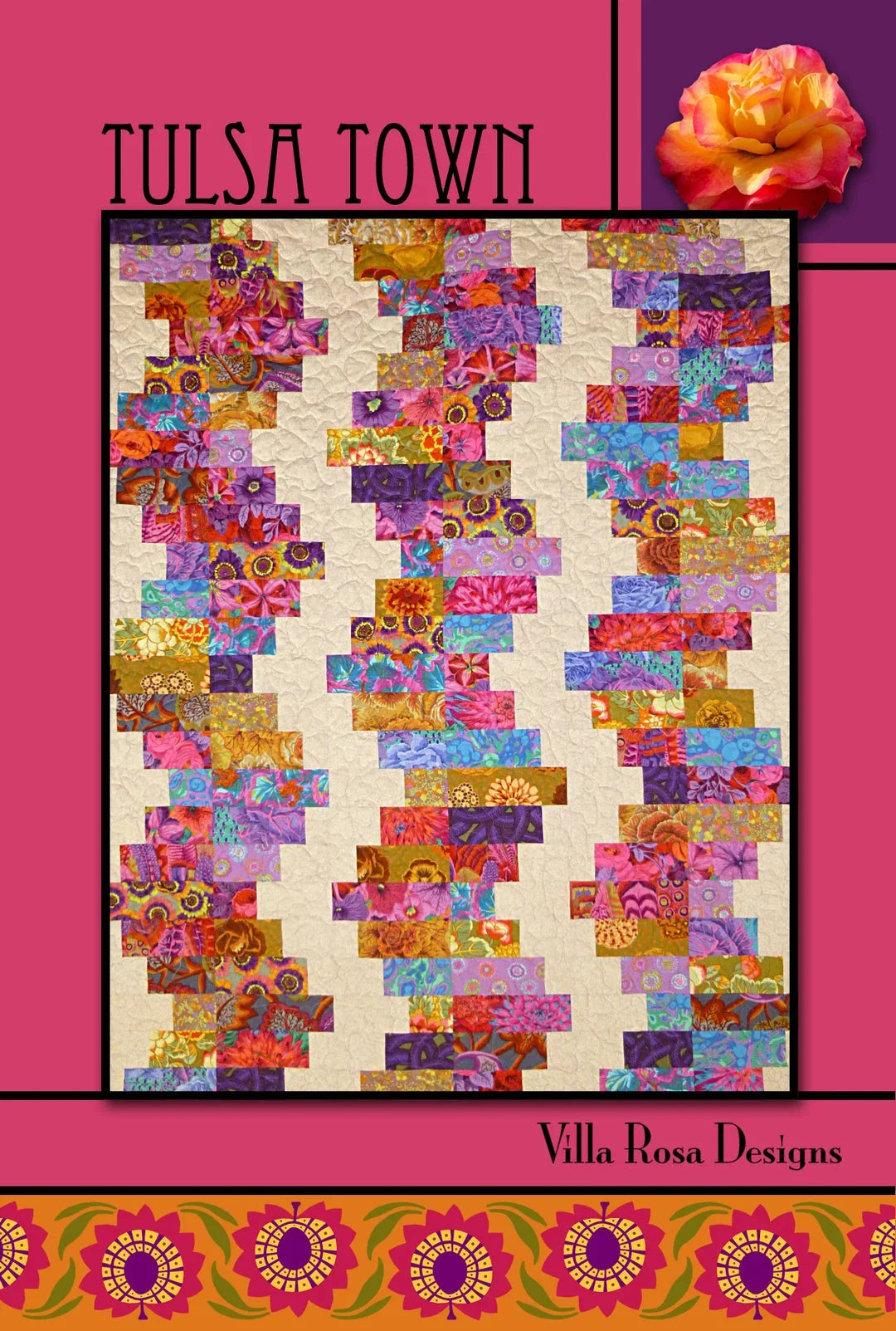 Tulsa Town quilt pattern by Villa Rosa Designs, colorful block layout