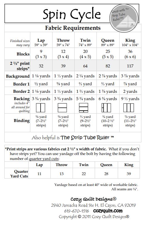 Spin Cycle Strip Club Pattern from Cozy Quilt Designs